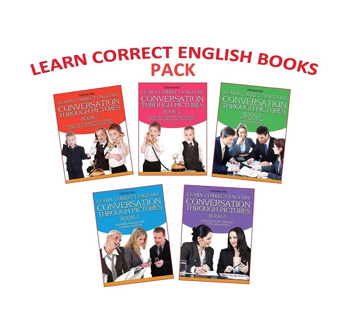 Dreamland Paper Back Learn English Conversation Pack of 5 Books for kids 10Y+, Multicolour
