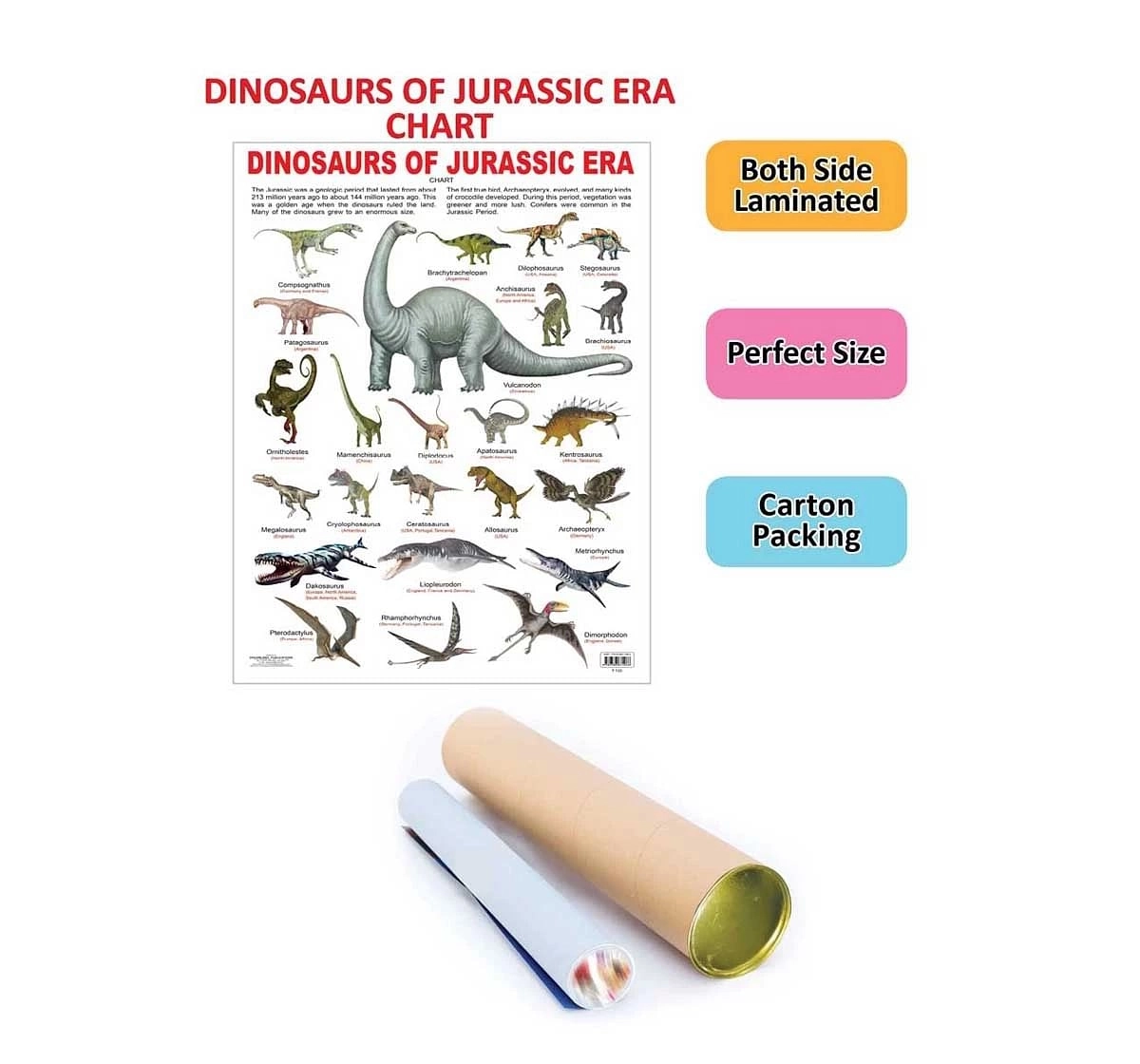 Dreamland Dinosaurs of Jurassic Era Chart for kids 5Y+, Multicolour