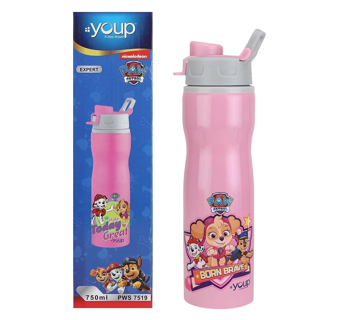 Youp Stainless Steel Paw Patrol Kids Water Bottle Expert Multicolour 3Y+ Assorted 