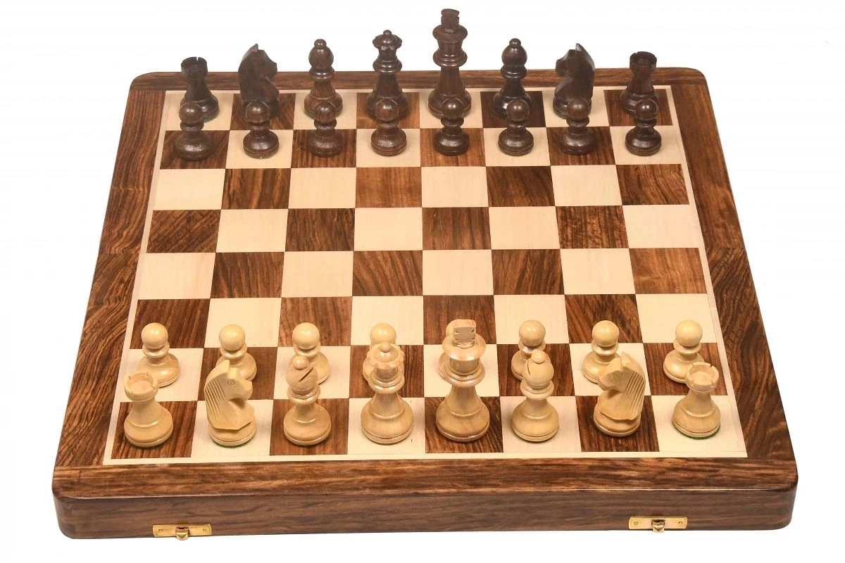 Hamleys 16 inches Wooden Travel Folding Sheesham Non Magnetic Chess Set 5Y+, Multicolour 