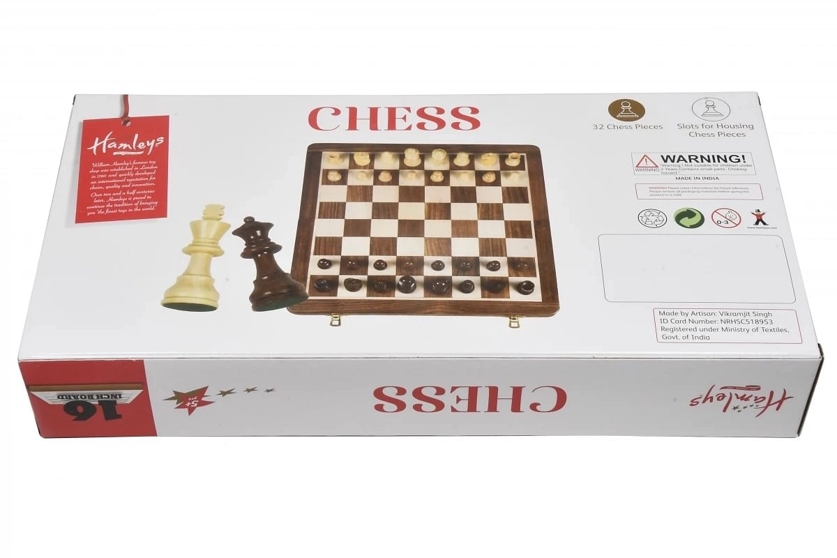 Hamleys 16 inches Wooden Travel Folding Sheesham Non Magnetic Chess Set 5Y+, Multicolour 