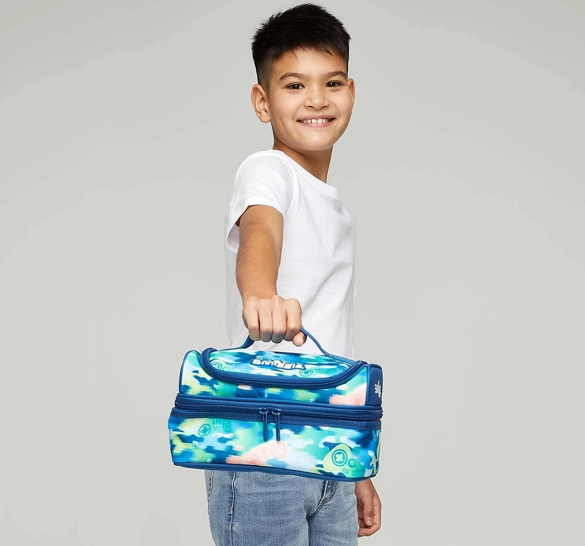 Smiggle Mirage Collection Lunchbag Double Decker Mid Blue, 4Y+