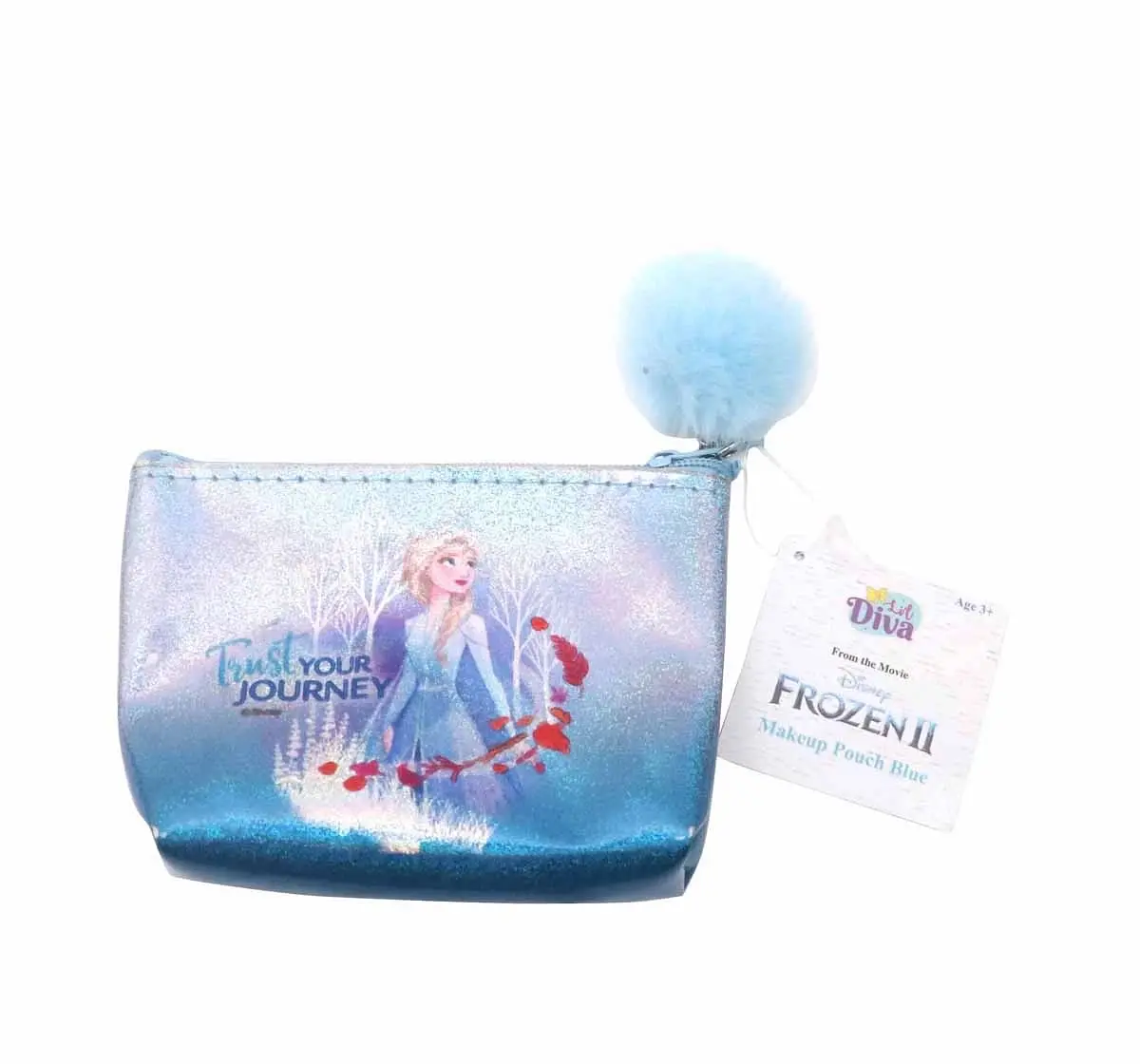 Disney Frozen II Cute Travel Makeup Portable Cosmetic Toiletry Pouch by Li'l Diva For Girls 3 years And Above, Blue