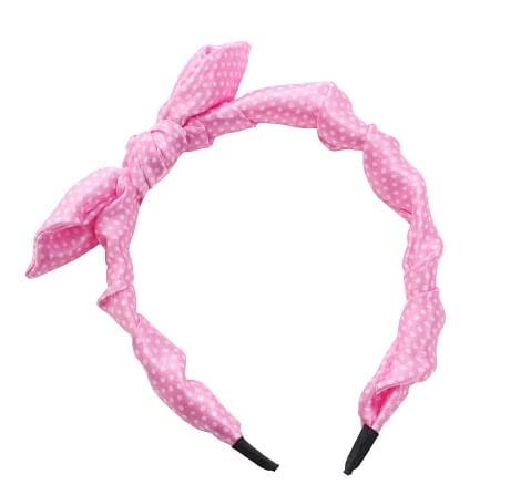 Minnie Mouse Polka Dot Headband by Li'l Diva With Chiffon Bow for Girls 3 Years And Above, Pink & White