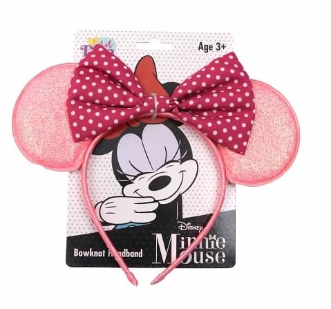 Minnie Mouse Pink Headband by Li'l Diva With A Polka Dot Bow For Girls 3 Years And Above, Pink