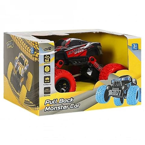 Ralleyz Pull Back Monster Car for Kids, 3Y+, Red
