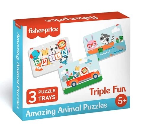 Amazing Animal Puzzle by Fisher Price for Kids Age 5 Years +, 3 Jigsaw Puzzle Trays, Multicolour