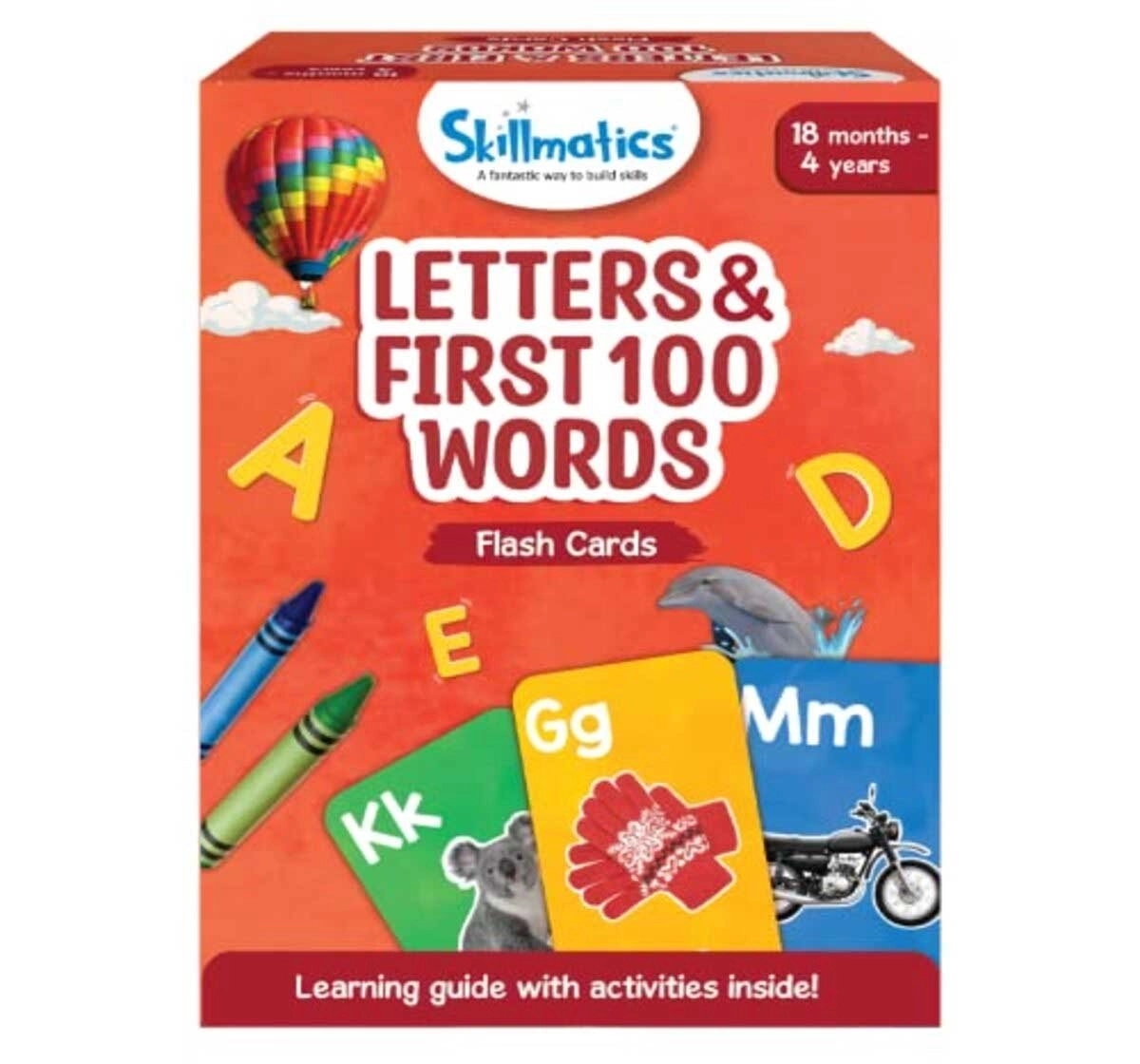 Skillmatics Letters and 100 Words Flash Card Game for Kids 18M+, Multicolour