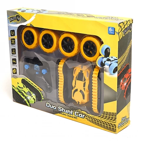Ralleyz 2.4G 2 In1 Remote Control Stunt Car, Changeable Wheels With Charger, Yellow, 6Y+