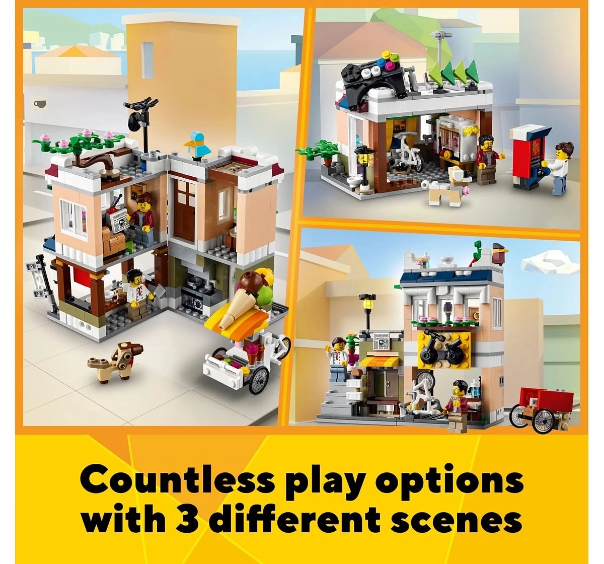Lego Creator 3in1 Downtown Noodle Shop Building Toy Set for Boys, Girls and Kids Ages 8+  Features a Townhouse, Bike Shop or Arcade (569 Pieces)