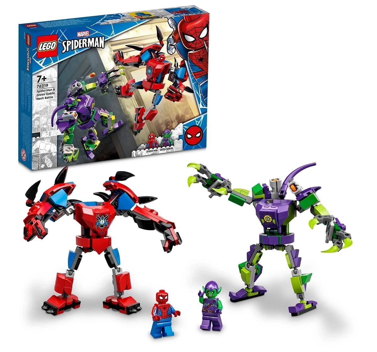 LEGO Marvel Spider-Man & Green Goblin Mech Battle Building Kit Super-Hero Mech Gift for Kids Aged 7+ (298 Pieces)