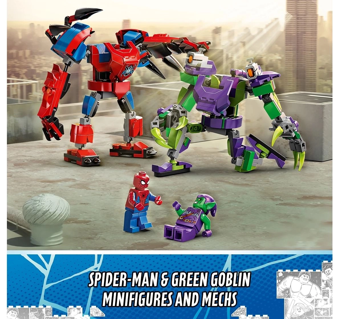 LEGO Marvel Spider-Man & Green Goblin Mech Battle Building Kit Super-Hero Mech Gift for Kids Aged 7+ (298 Pieces)