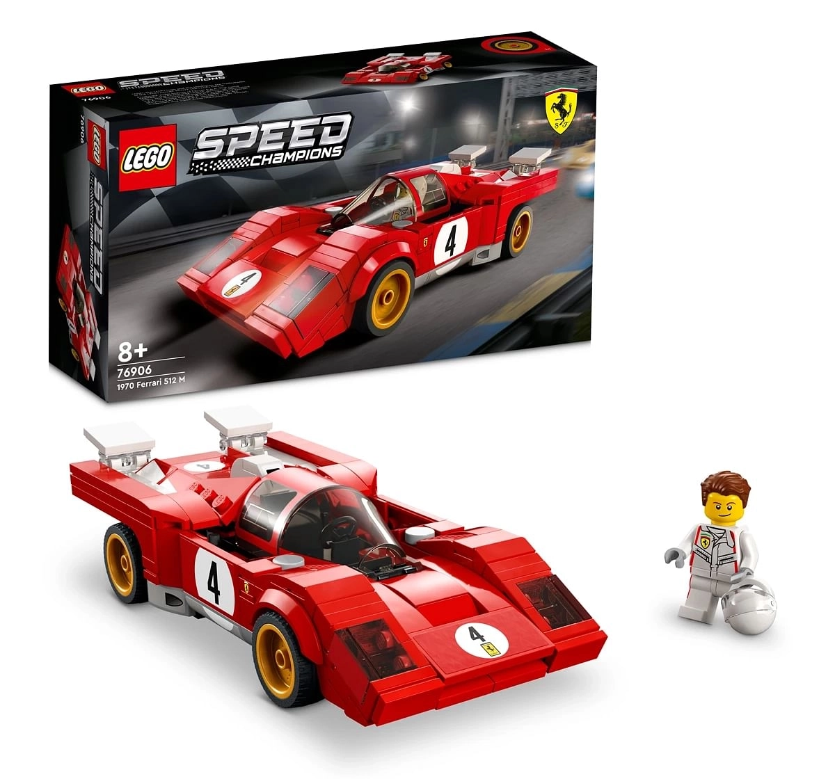 LEGO Speed Champions 1970 Ferrari 512 M Toy Building Kit ; Collectible Recreation of an Iconic Race car & includes a Driver Minifigure for Kids Aged 8 Years + (291 Pieces)