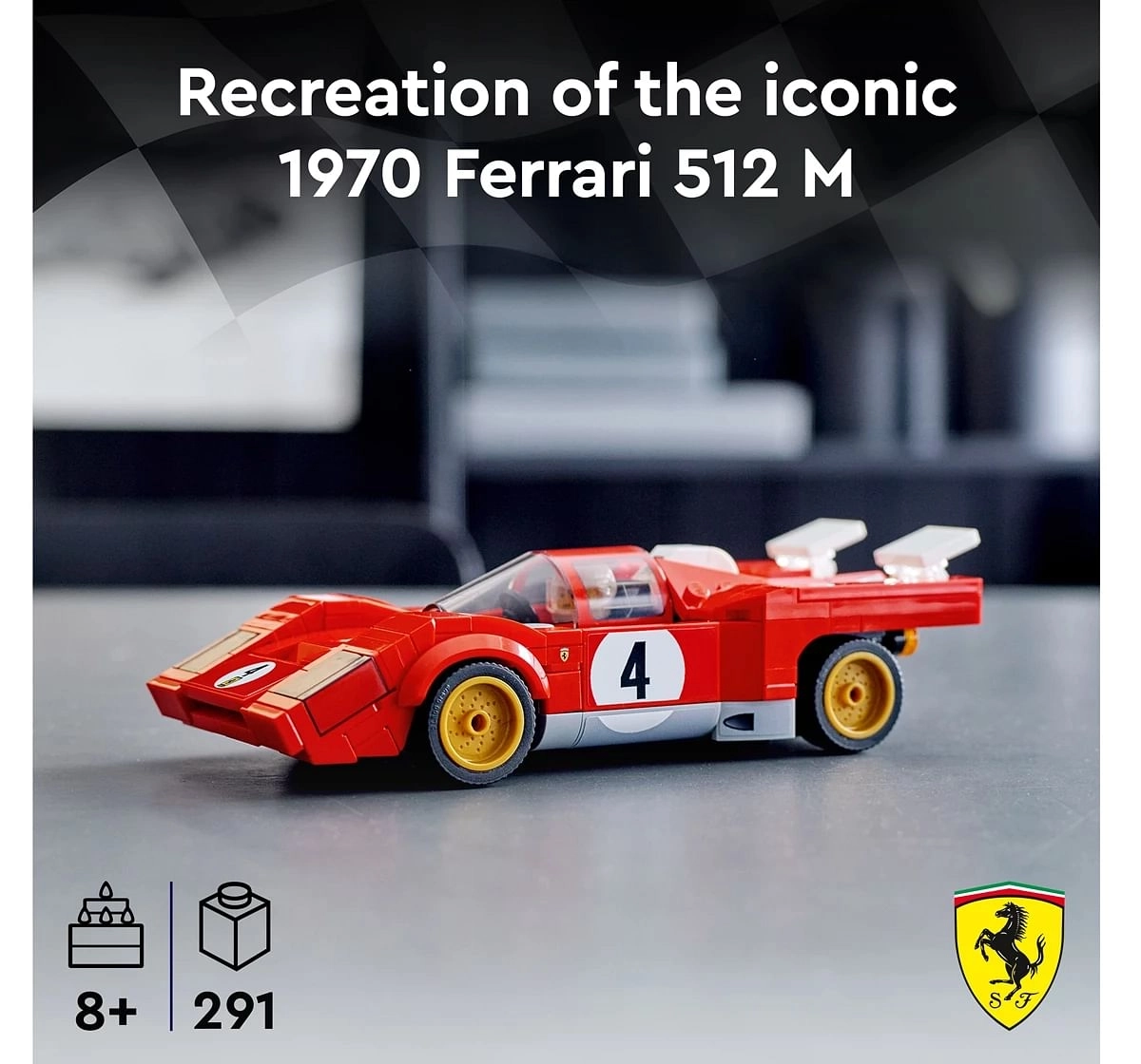 LEGO Speed Champions 1970 Ferrari 512 M Toy Building Kit ; Collectible Recreation of an Iconic Race car & includes a Driver Minifigure for Kids Aged 8 Years + (291 Pieces)