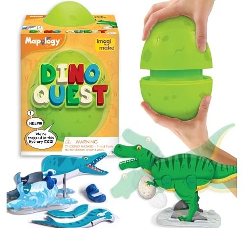 Imagimake Mapology: Dino Quest, 3D Puzzles For Kids, Green, 5Y+