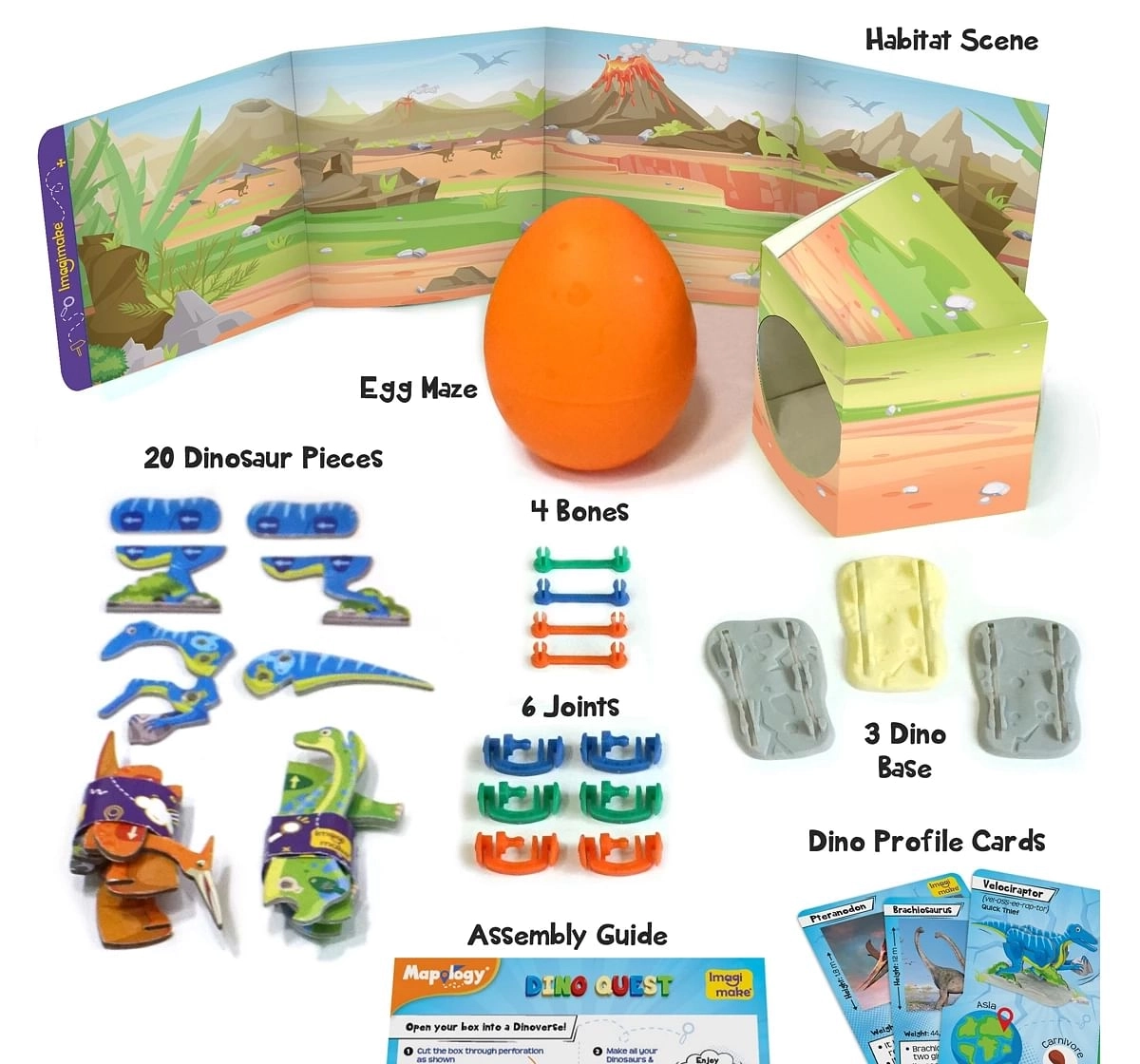 Imagimake Mapology: Dino Quest, 3D Puzzles For Kids, Orange, 5Y+