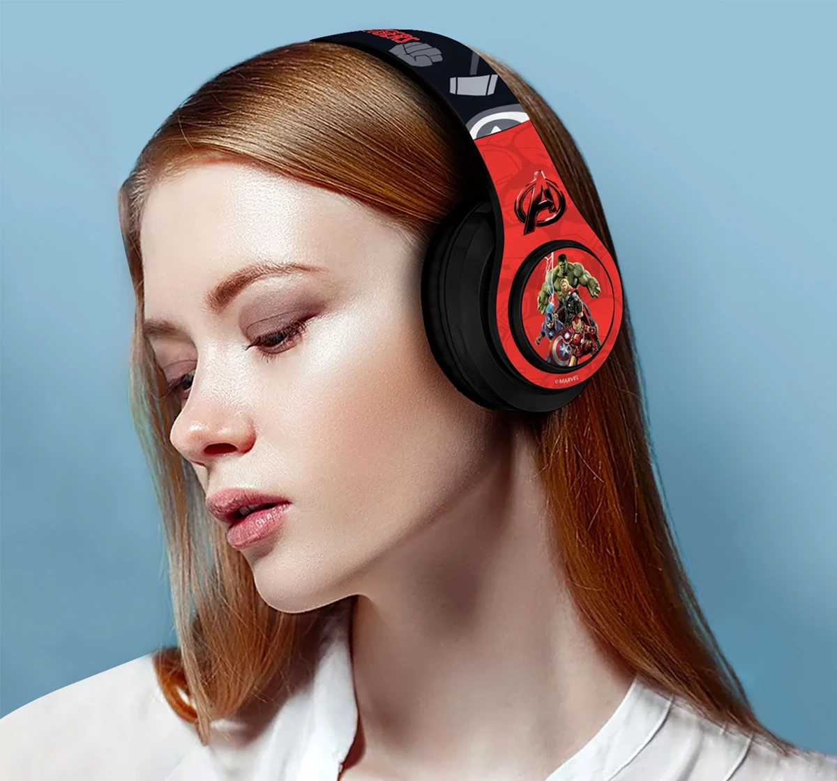 Macmerise Marvel Avengers Decibel Headphones for Kids, Kids for 5Y+, Blue