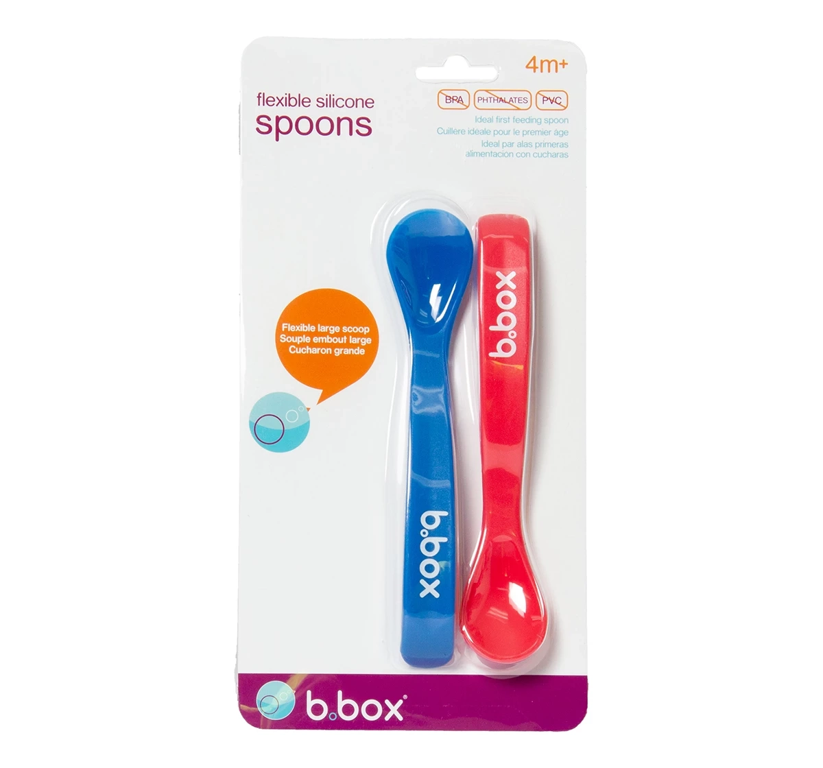 b.box Baby Soft Bite Flexible Spoon Set of 2 Red 18M+