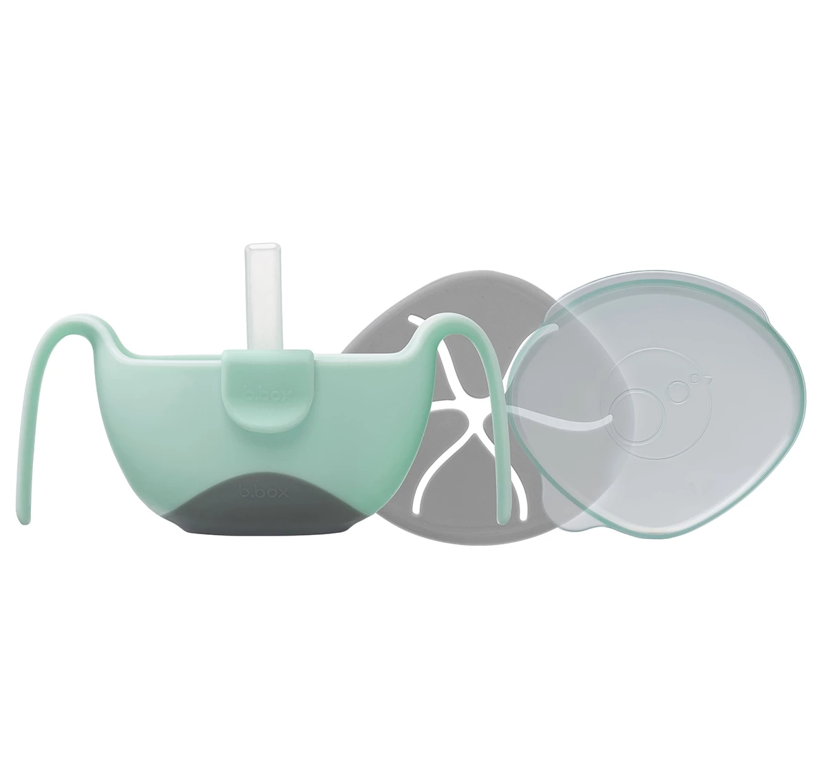 b.box Bowl & Straw Set Green 18M+