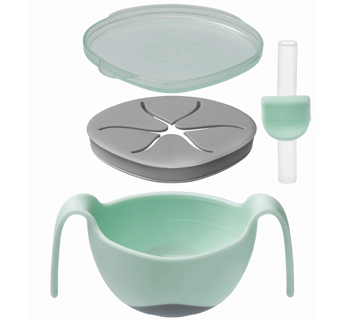 b.box Bowl & Straw Set Green 18M+