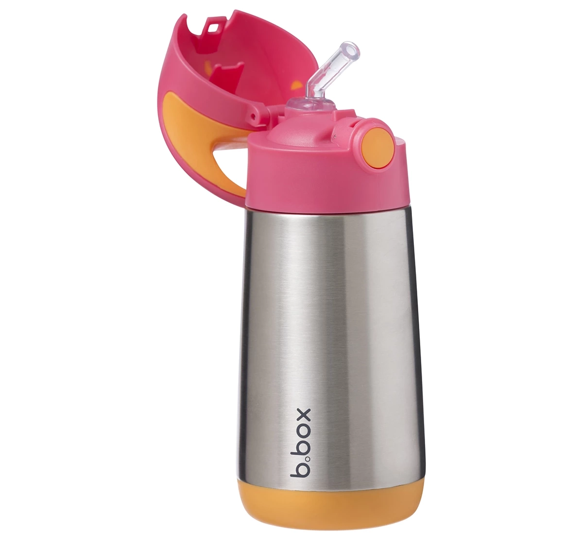b.box Insulated Straw Sipper Drink Water Bottle 350ml Pink 18M+