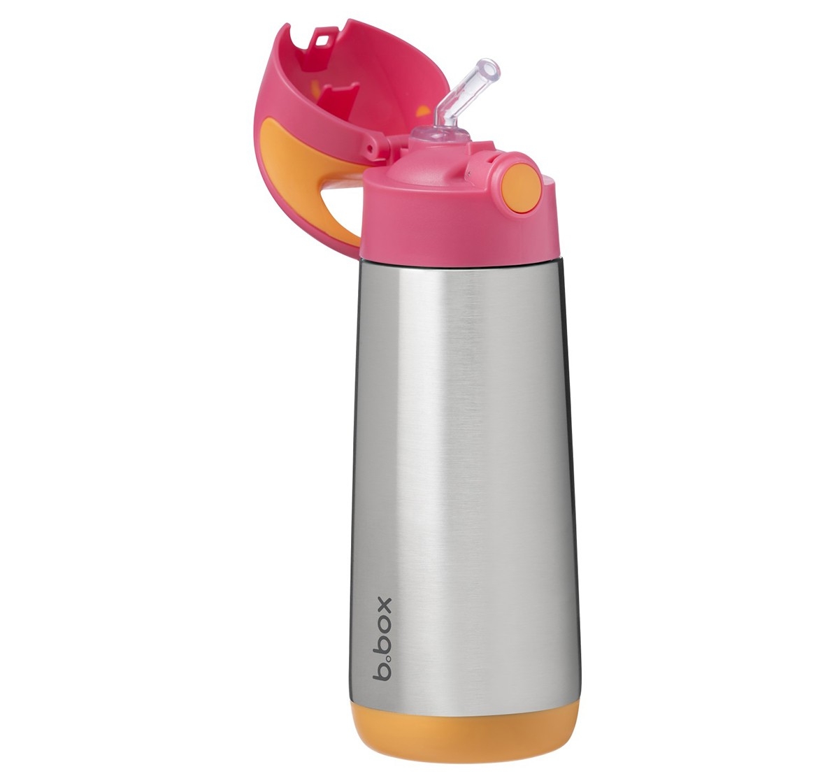 b.box Insulated Straw Sipper Drink Water Bottle 500ml Pink 3Y+