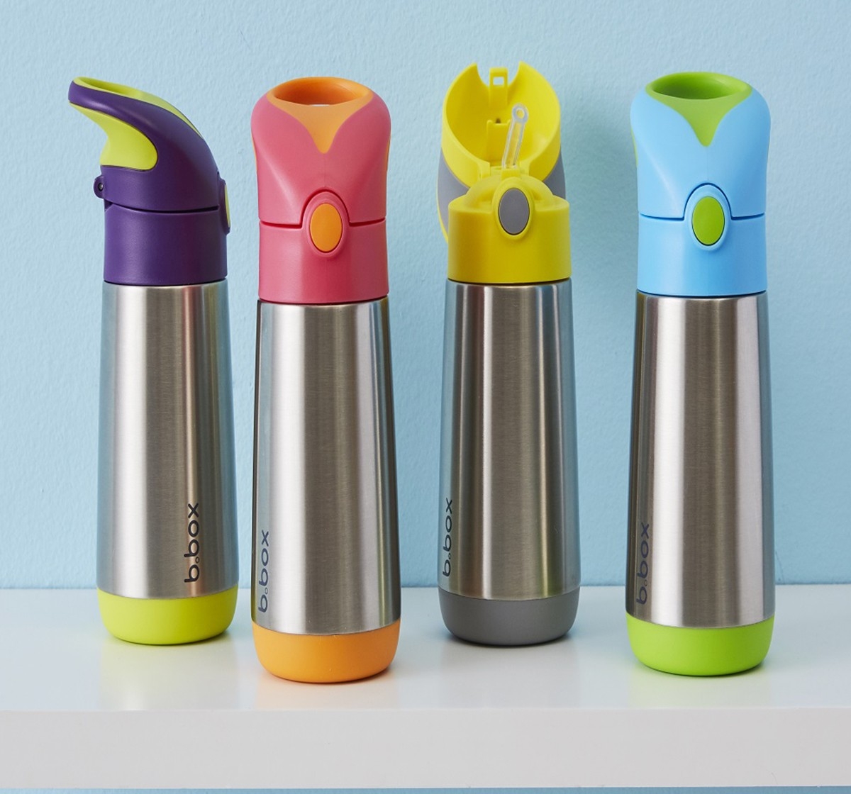 b.box Insulated Straw Sipper Drink Water Bottle 500ml Pink 3Y+