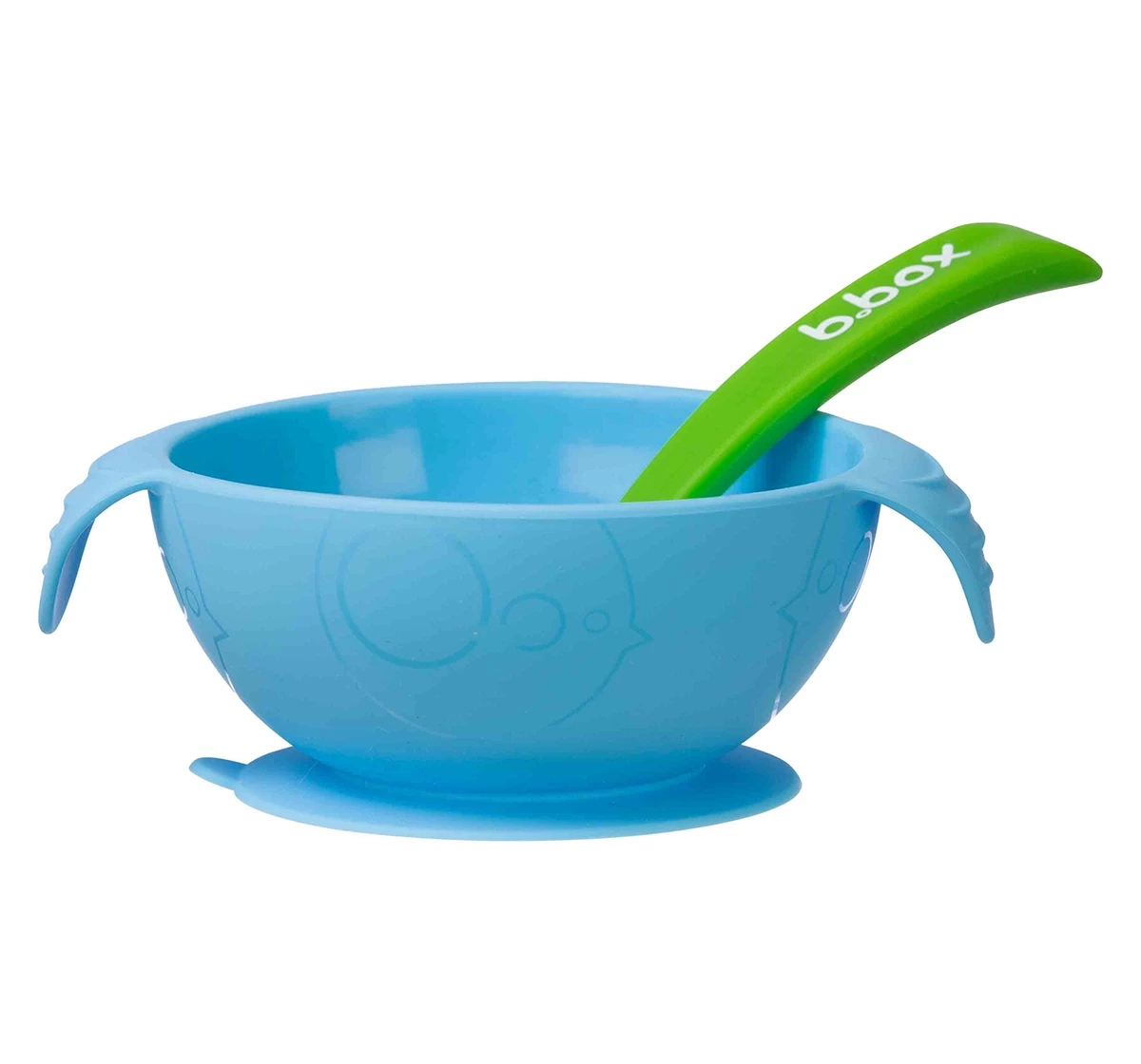 b.box Silicone Suction Feeding Bowl Set with Spoon Blue 18M+