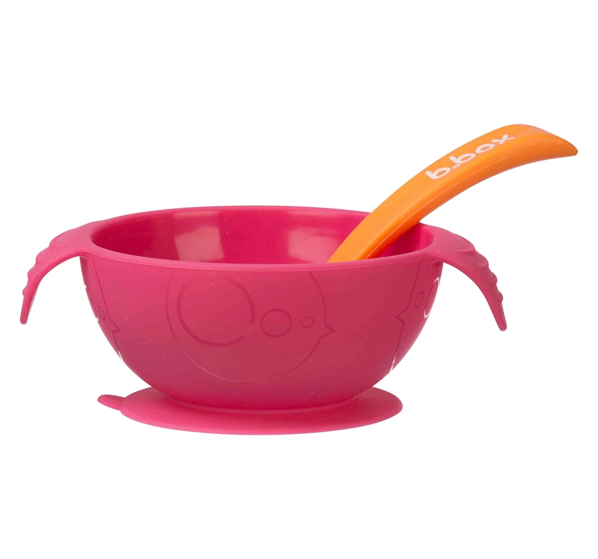 b.box Silicone Suction Feeding Bowl Set with Spoon Pink 18M+
