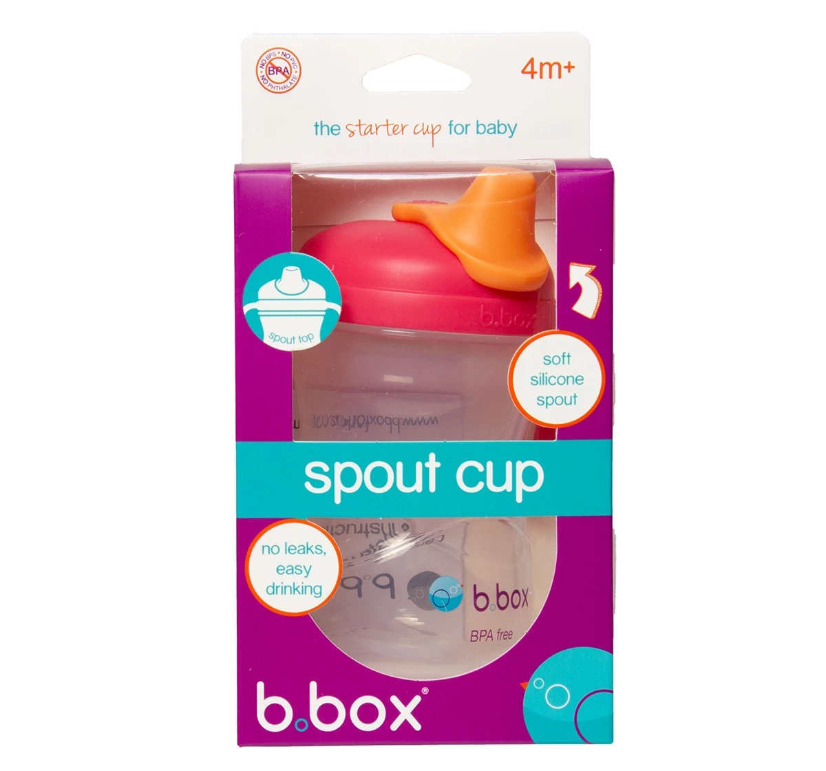 b.box Soft Spout Cup 240ml Pink 18M+