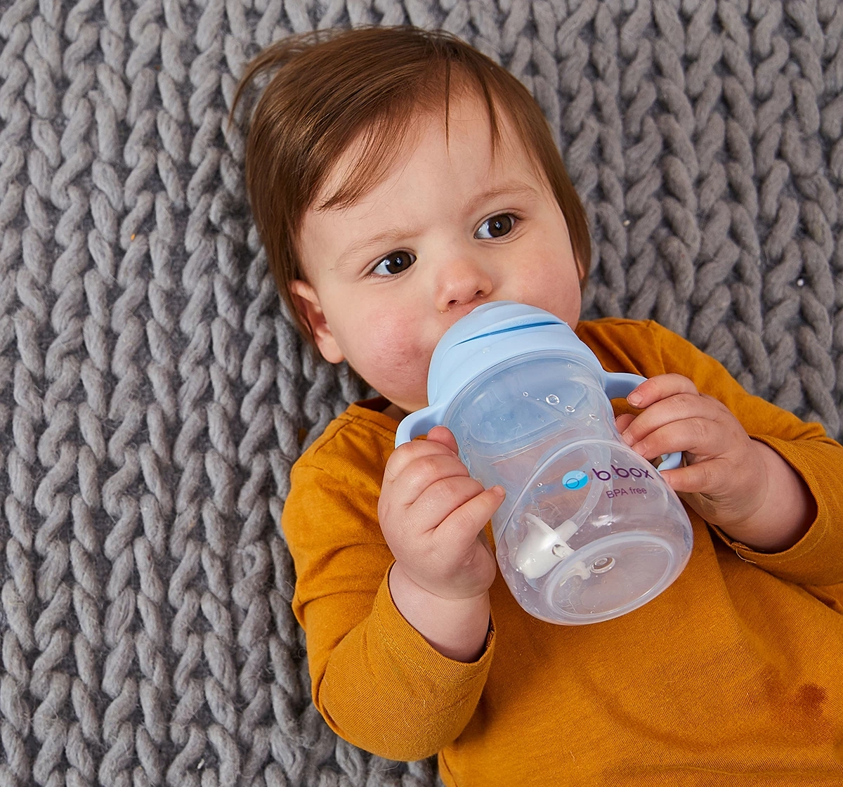 b.box Weighted Straw Sippy Cup 240ml Blue 18M+