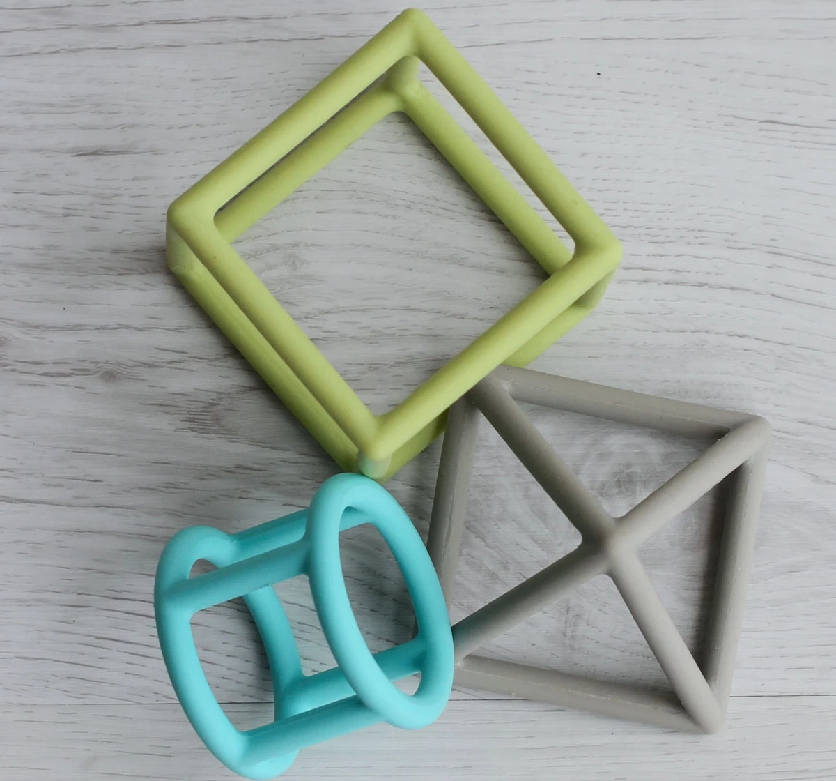 Little Rawr Silicone Geometric Teether Set of 3 Blue 18M+
