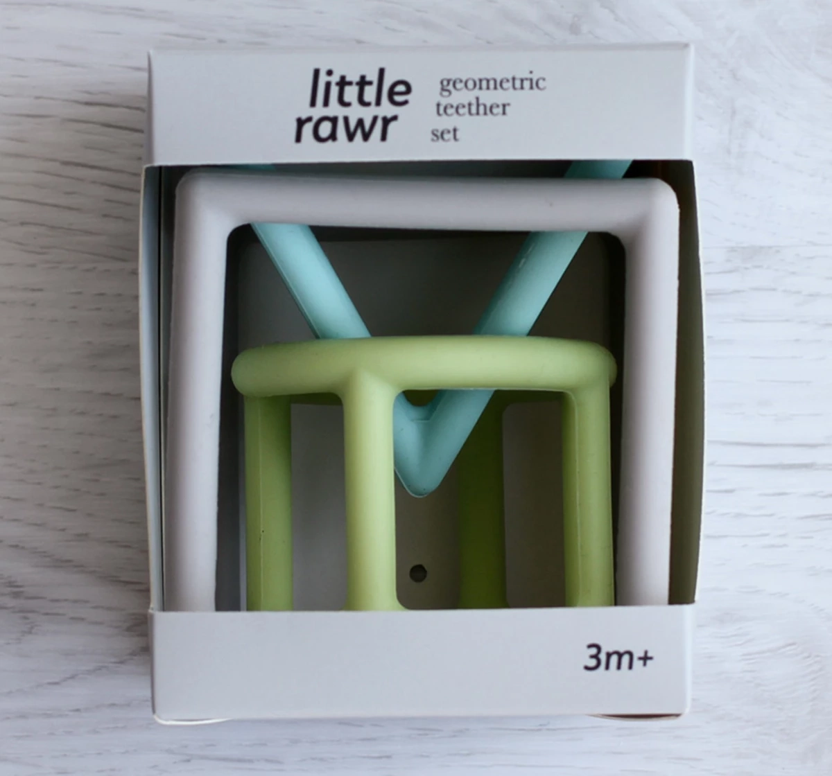 Little Rawr Silicone Geometric Teether Set of 3 Blue 18M+