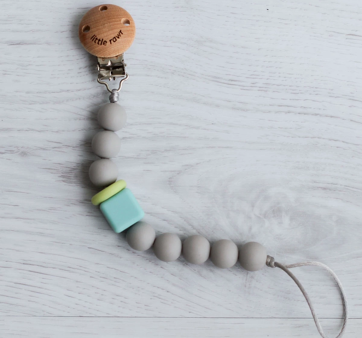 Little Rawr Silicone Pacifinder Beads with Clip Holder Grey 18M+