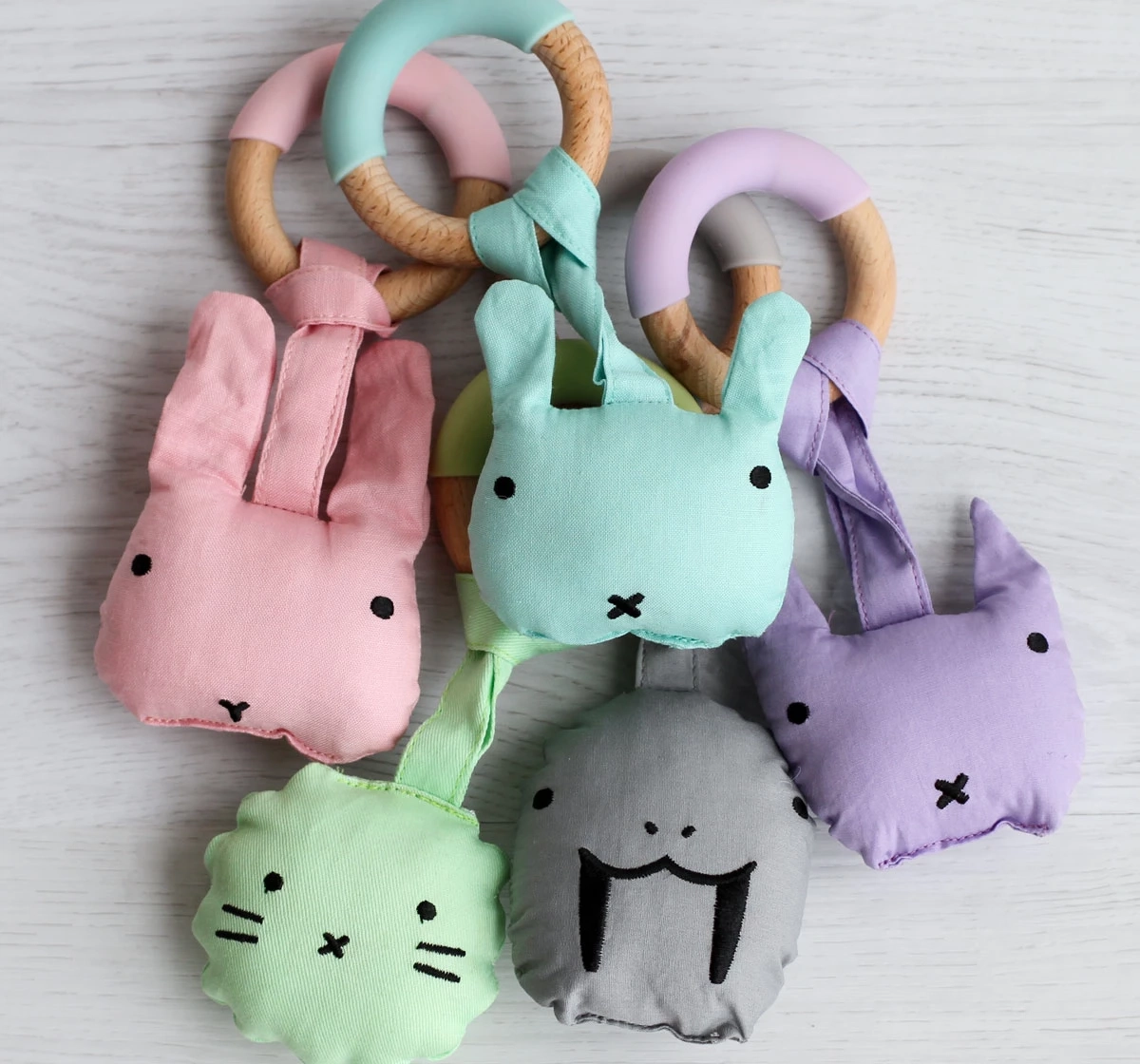 Little Rawr Wood Plush Teether Green 18M+
