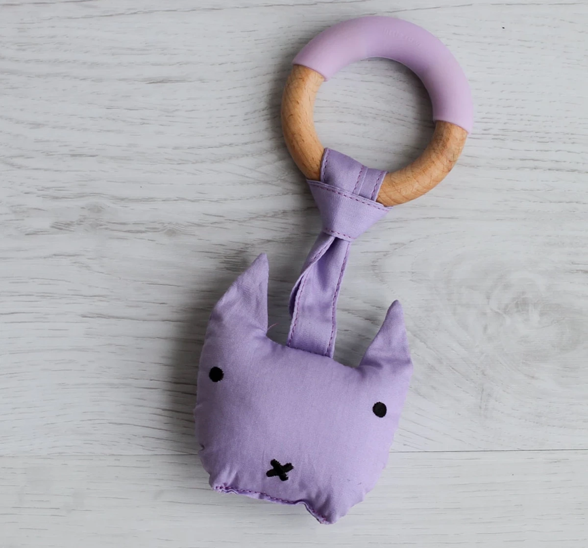 Little Rawr Wood Plush Teether Purple 18M+