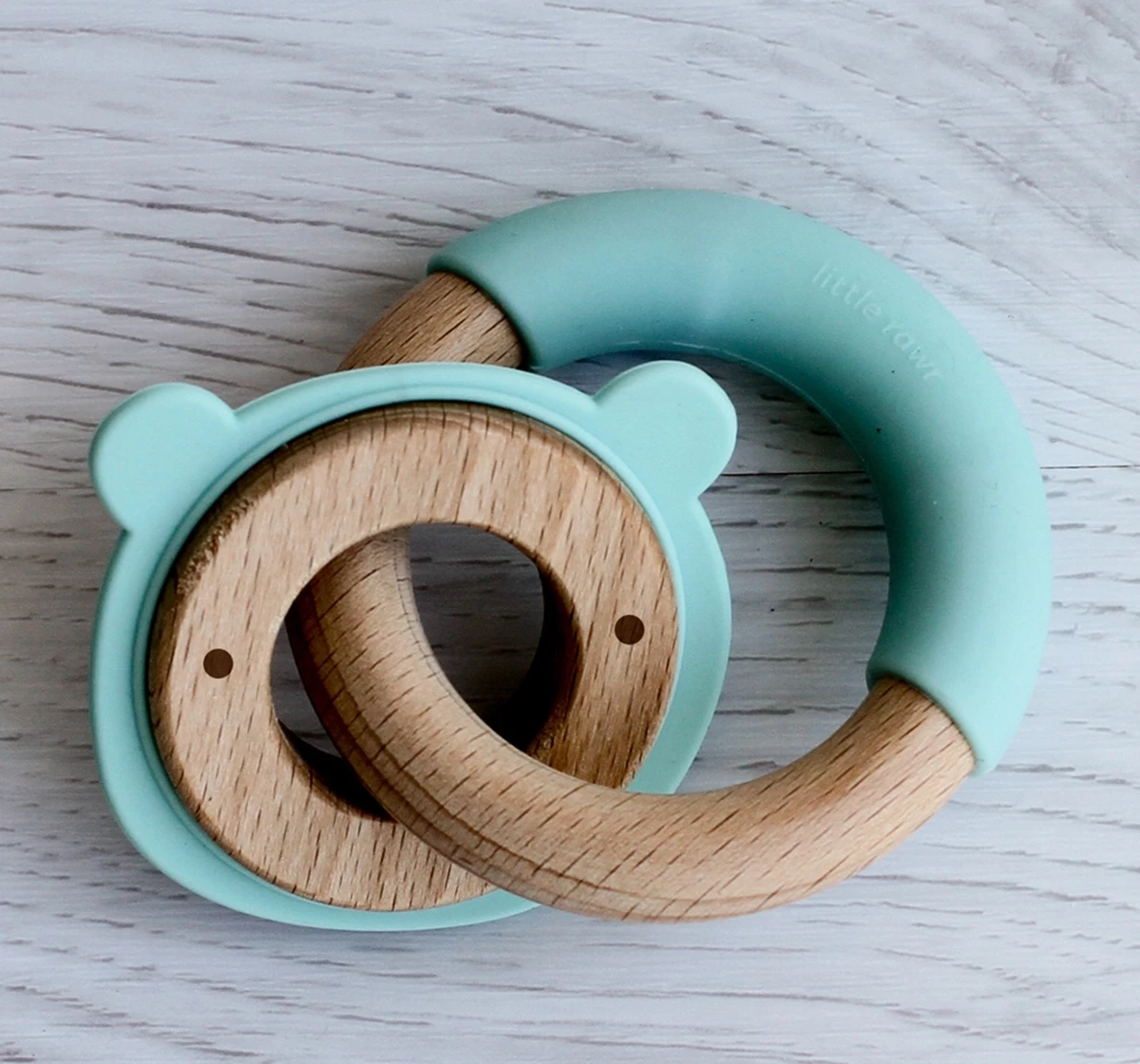 Little Rawr Wood Silicone Disc & Ring Teether Blue 18M+