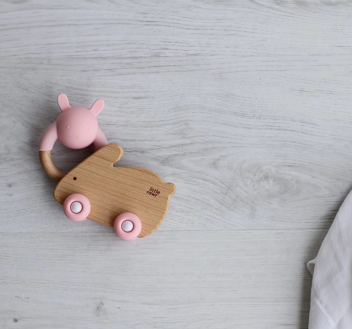 Little Rawr Wood Wheelie Animal Pink 18M+