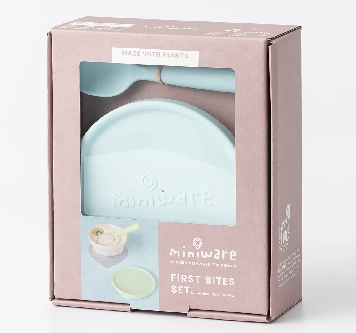 Miniware First Bite Suction Bowl With Spoon Feeding Set Lime 18M+