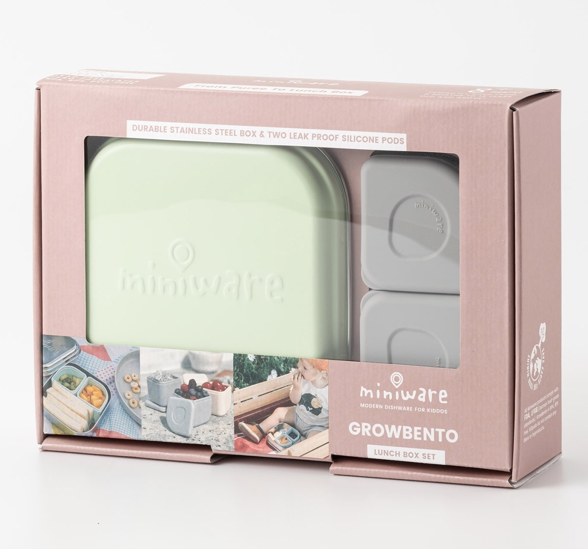 Miniware Grow Bento with 2 Silipods Lunch Box Lime 18M+