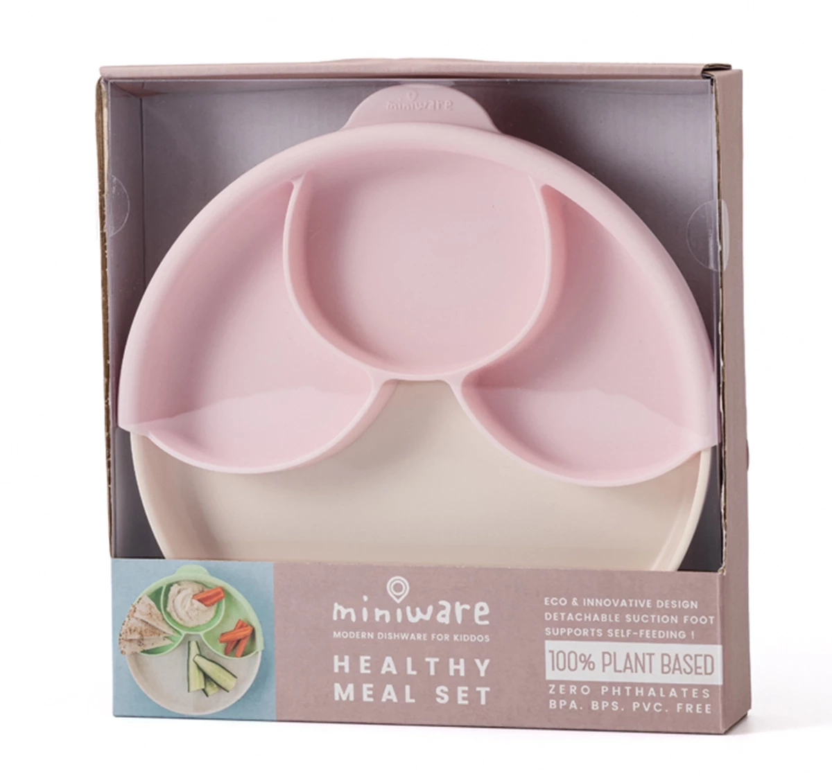 Miniware Healthy Meal Suction Plate with Divider Set Grey 18M+