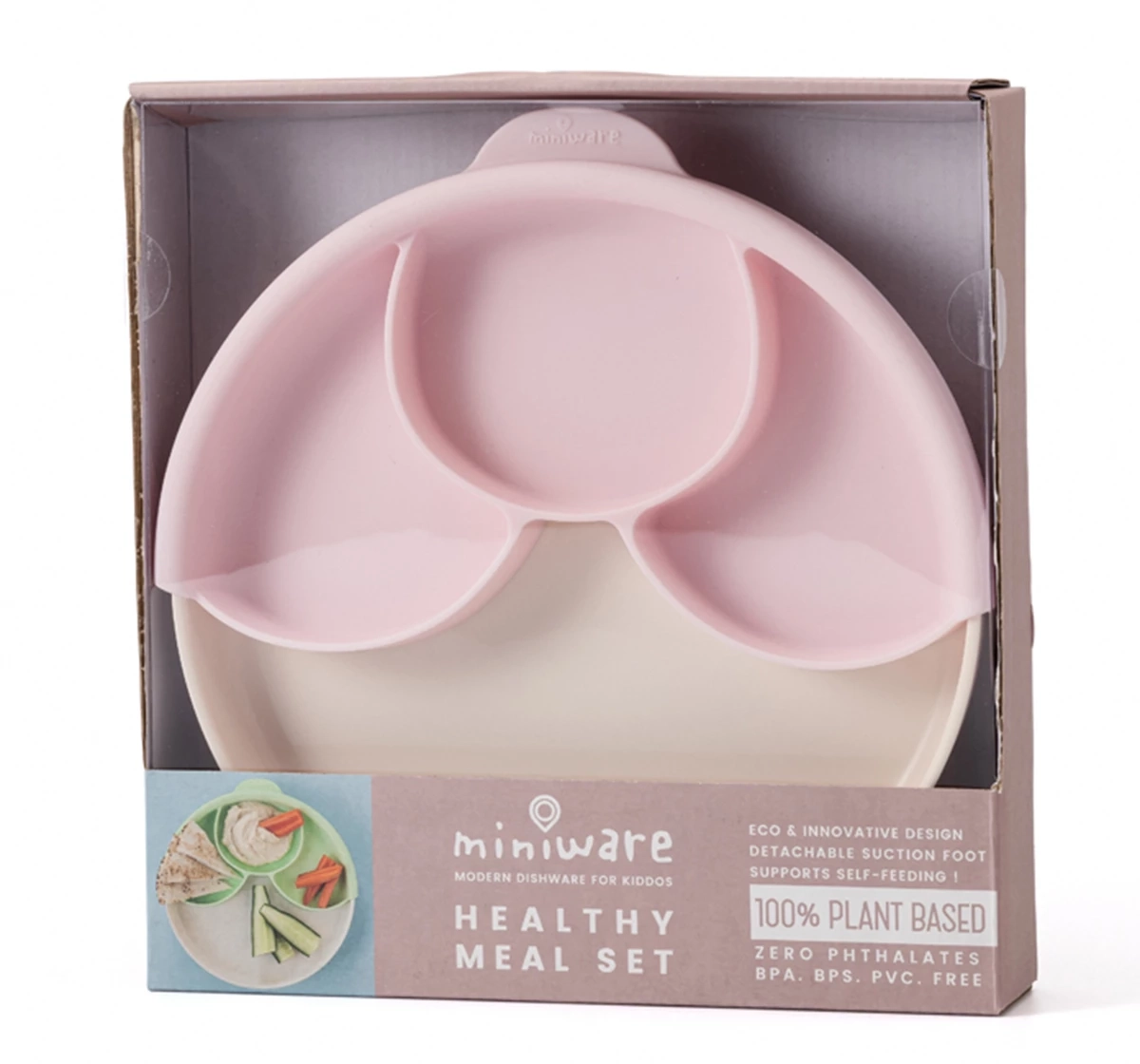 Miniware Healthy Meal Suction Plate with Divider Set Cotton Candy 18M+