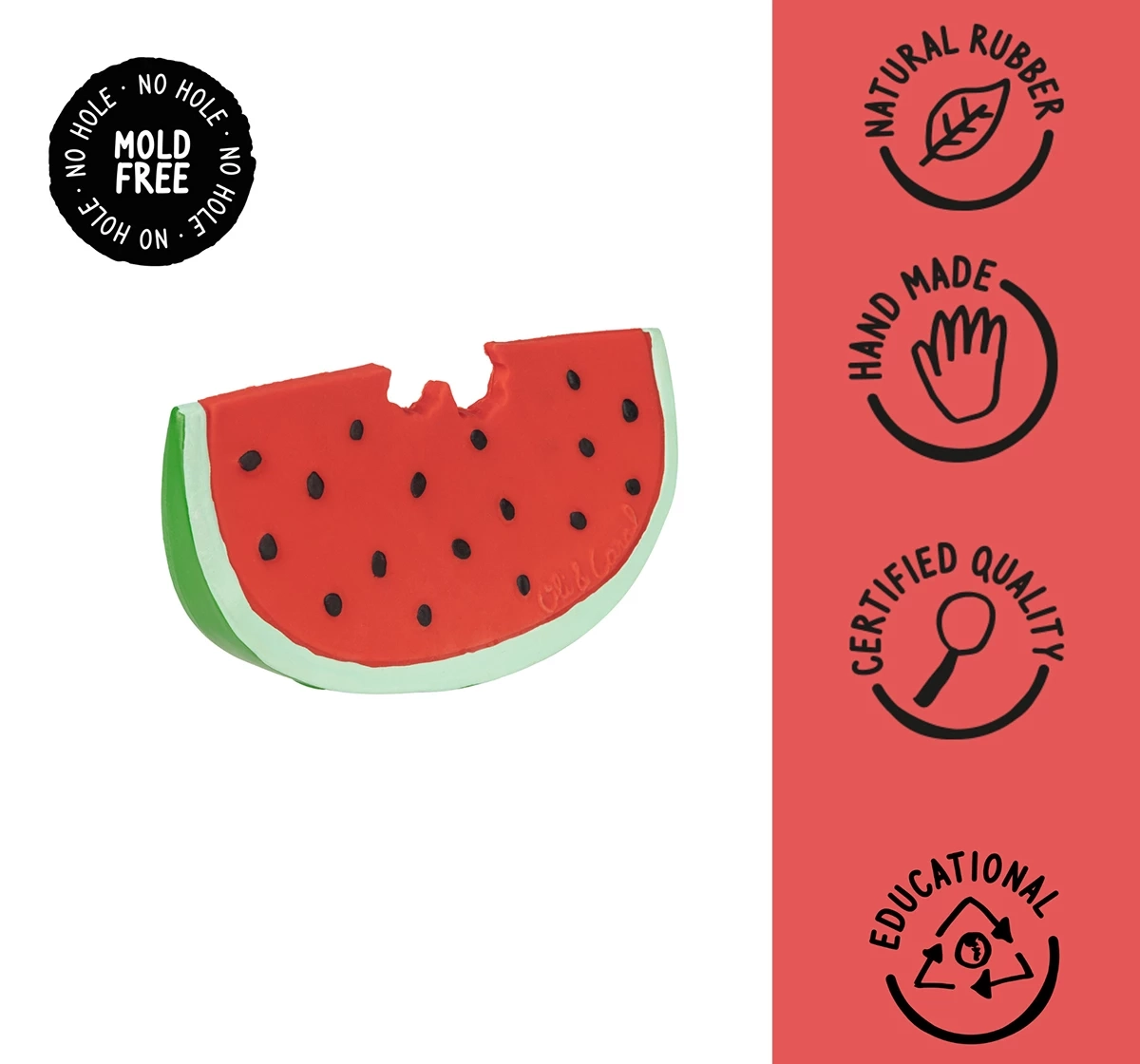 Oli & Carol Wally The Watermelon Natural Rubber Teether Red 0M+