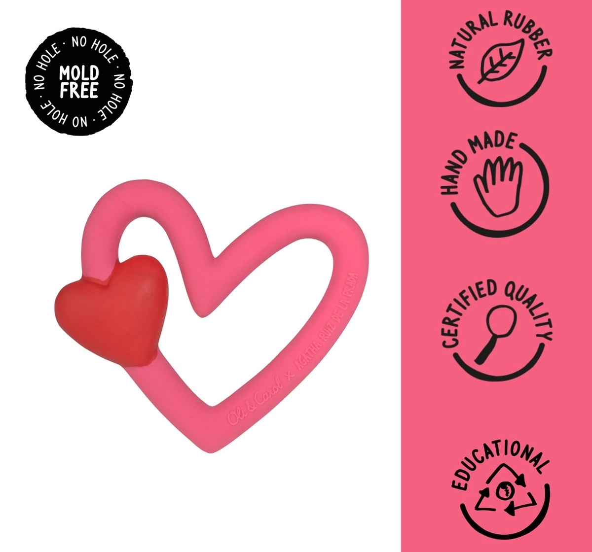 Oli & Carol x ARP The Heart Teether Pink 0M+