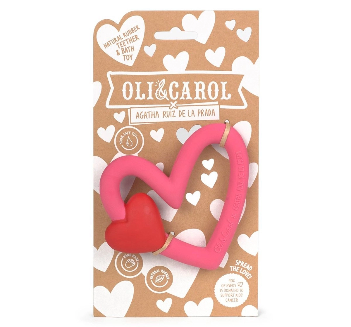 Oli & Carol x ARP The Heart Teether Pink 0M+
