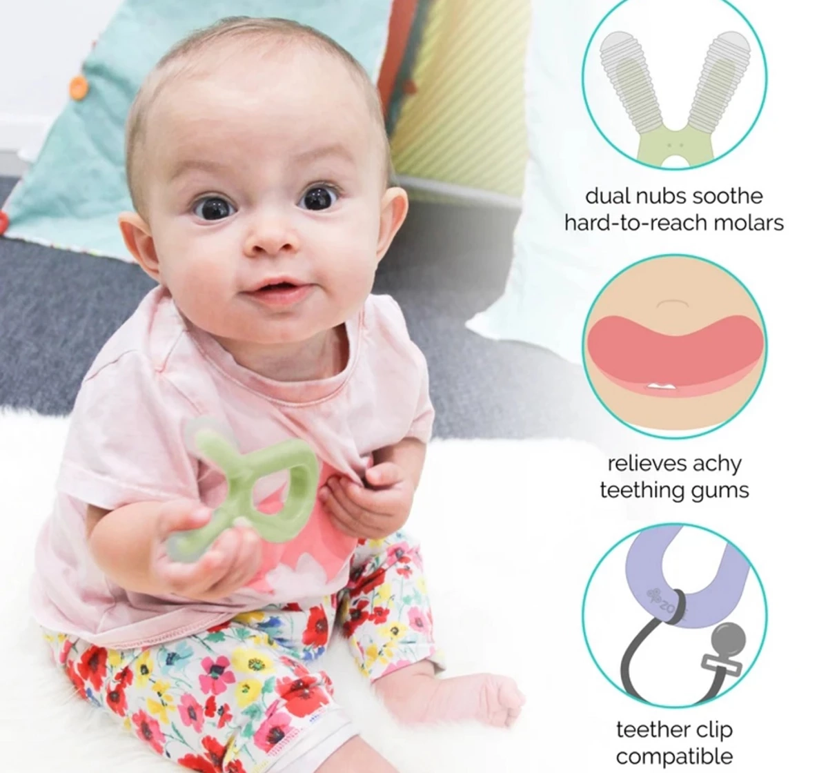 ZoLi Bunny Dual Nub Teether Pack of 2 Pink 18M+