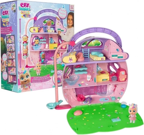 Cry Babies Magic Tears Dream&#039;s Mega House Exclusive Doll with Lights and Sounds 3 Stories, 25+ Accessories, Kids for 3Y+, Multicolour