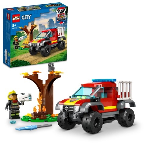 LEGO City 4x4 Fire Engine Rescue Building Toy Set, 97 Pieces, Multicolour, 5Y+