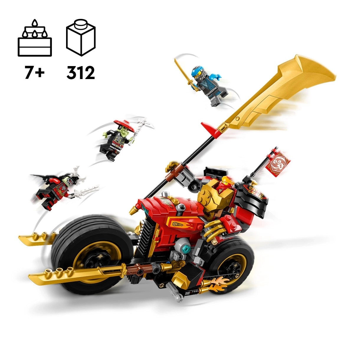 LEGO NINJAGO Kais Mech Rider EVO Building Toy Set, 312 Pieces ...