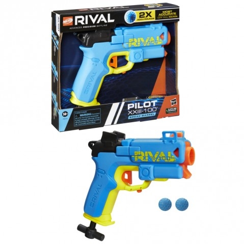 Nerf Rival Pilot Xxiii-100 Blaster, Break-Barrel Load, T-Bar Priming, 2 Nerf Rival Accu-Rounds, Most Accurate Nerf Rival System, 90 Fps, 14Yrs+, Multicolour